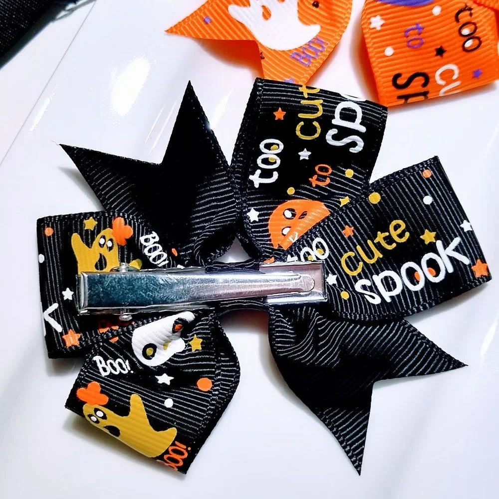 Halloween Hair Bows Hair Clips Ghost Skull